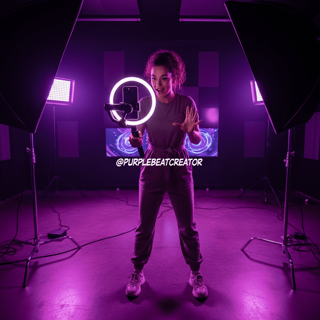 Content creator filming social media reels with smartphone