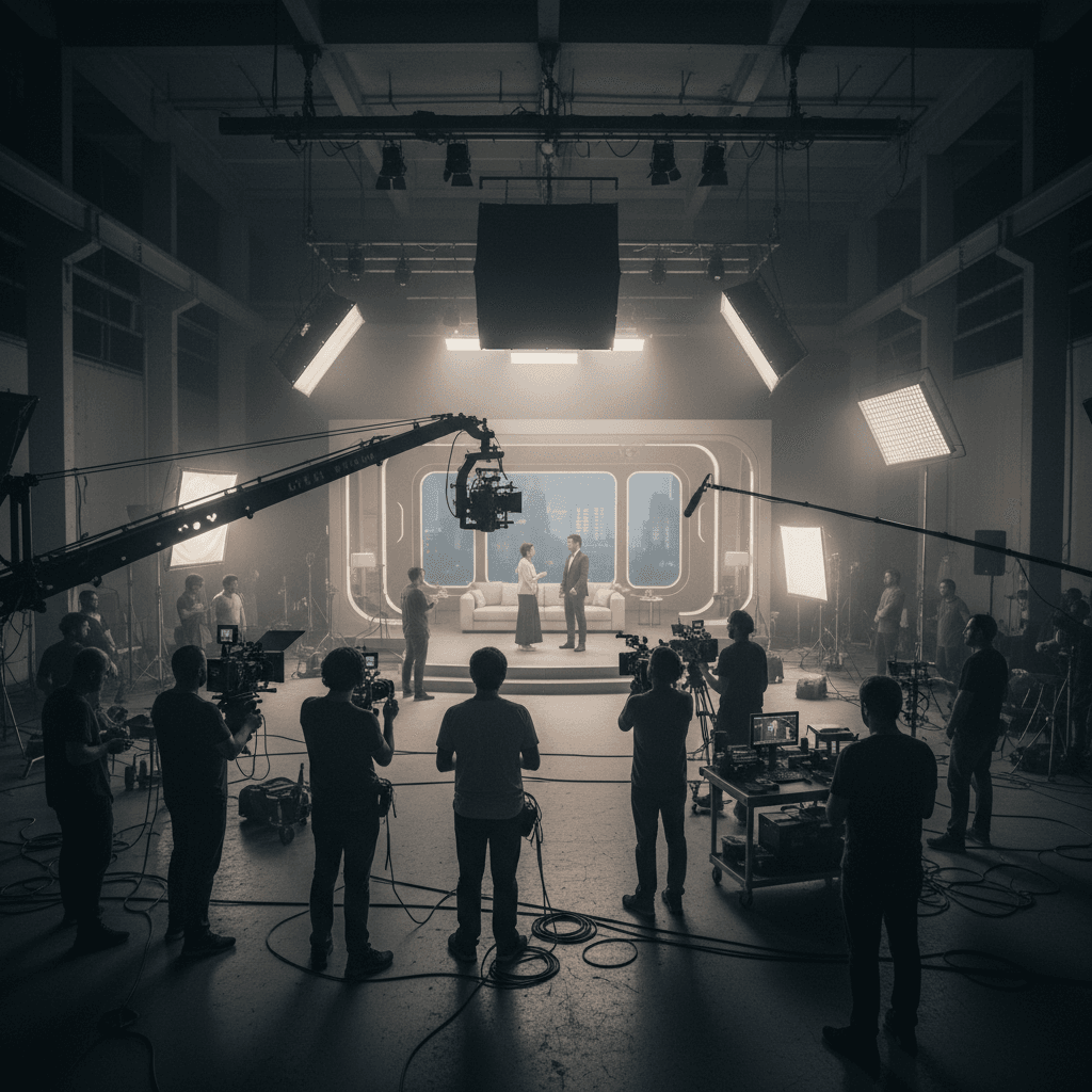 Web series production with multiple cameras and crew